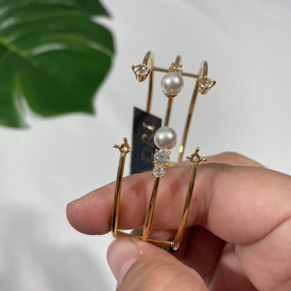 Nadri Imitation Pearl & Crystal Cuff in Gold - Picture 6 of 13
